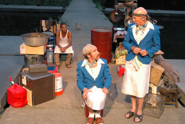 Actors on a dock